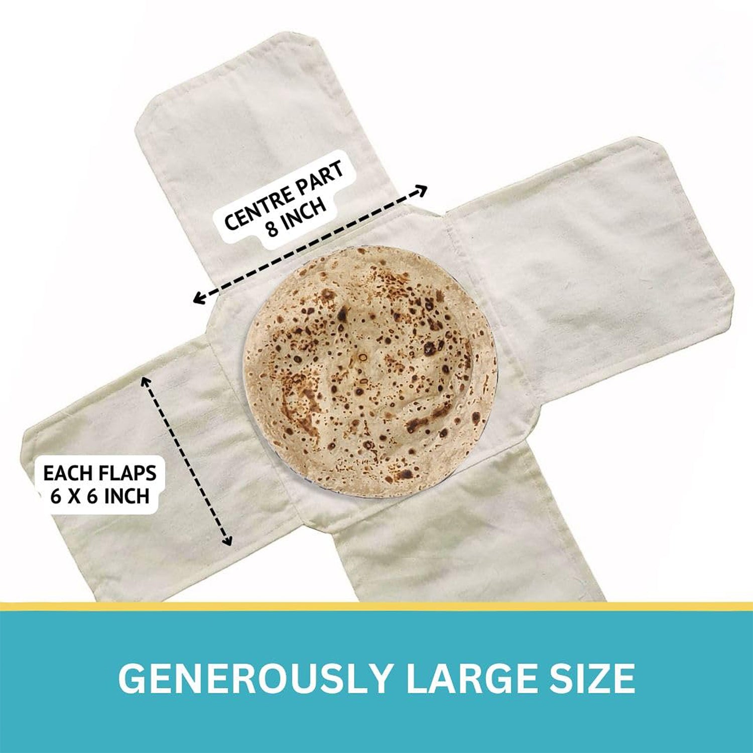 Pure Cotton Roti Mate Cloth Round Roti Cover (51  51 Cm 1 Pc)