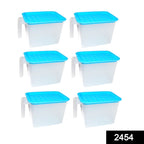 2454 Air Tight Unbreakable Big Size 1100 Ml Square Shape Kitchen Storage Container (Set Of 6)