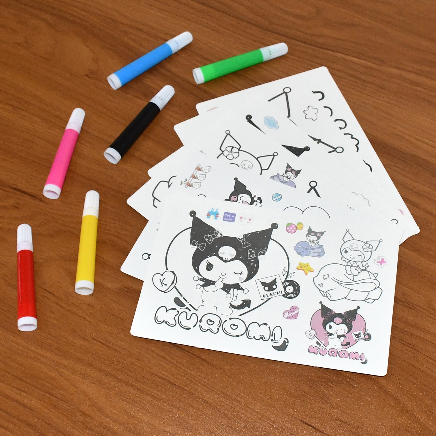 Coloring Book For Kids 6 Sheets With 6 Colorful Markers  (1 Set)