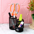 Khyati Trio Metal Mesh Pen Stand  3-in-1 Round Desk Organizer Set
