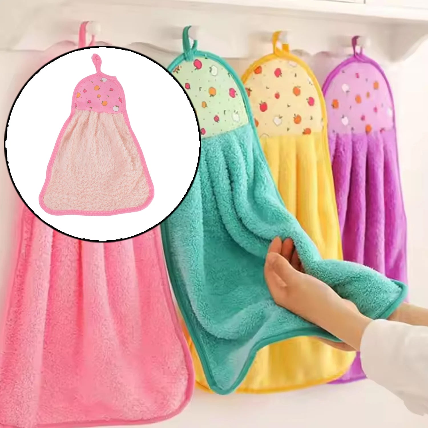 Soft Hanging Hand Towel With Self Adhesive Wall Hook Combo