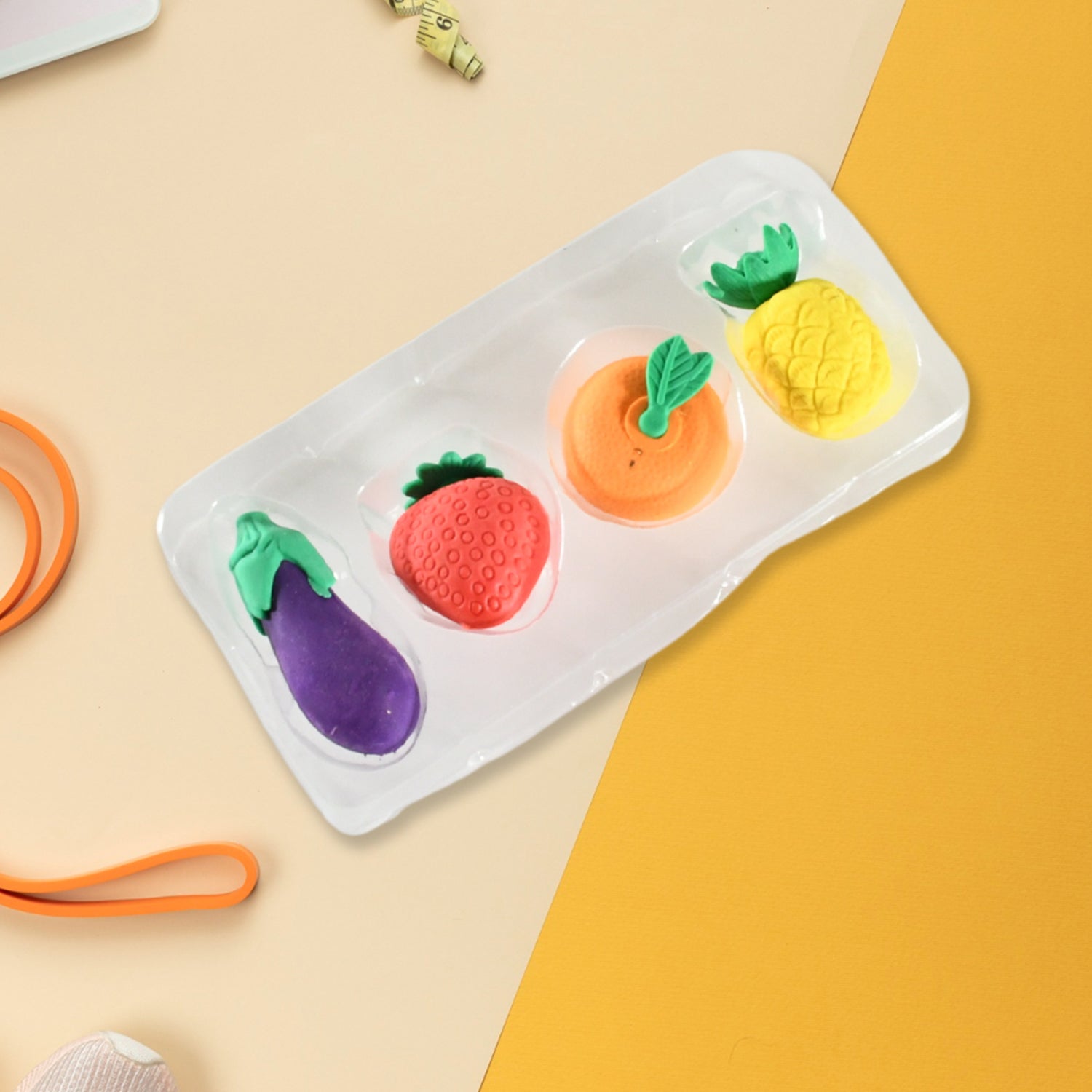 8760 Mini Cute Vegetables And Fruits Erasers Or Pencil Rubbers For Kids 1 Set Fancy  Stylish Colorful Erasers For Children Eraser Set For Return Gift Birthday Party School Prize 3d Erasers  (4 Pc Set)