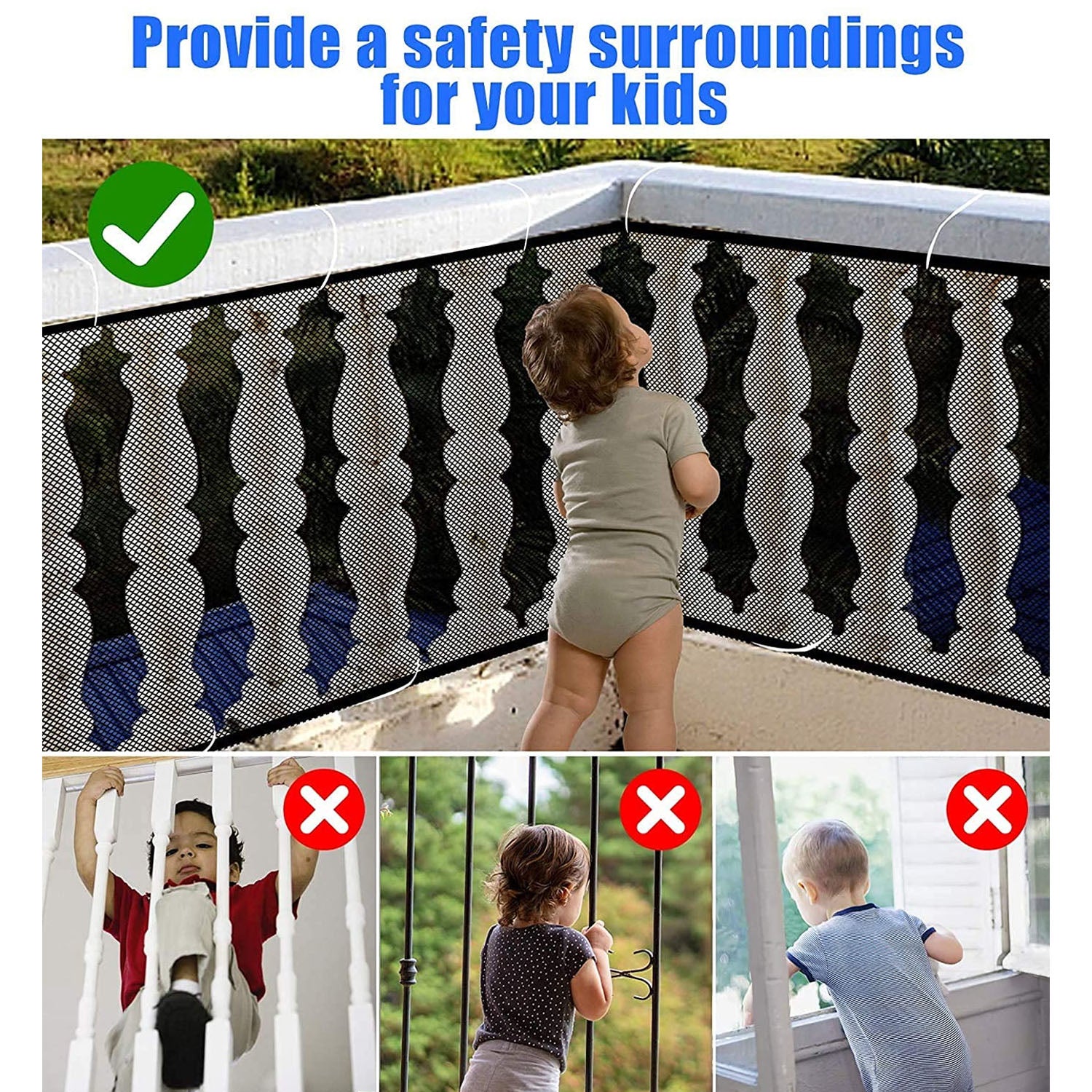 Kids Balcony Safety Net (1 Set6 Mtr X 90 Cm)