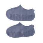 Grey Non-slip Silicone Rain Reusable Anti Skid Waterproof Fordable Boot Shoe Cover (1 Pair )