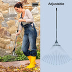 7599 115-152 Cm Rake For Gardening Stainless Steel Telescopic Garden Rake For Quick Clean Up Of Lawn And Yard Adjustable Rake Claws Spacing Garden Broom With Long Handle For Clean Leaves (Moq - 2 Pc)