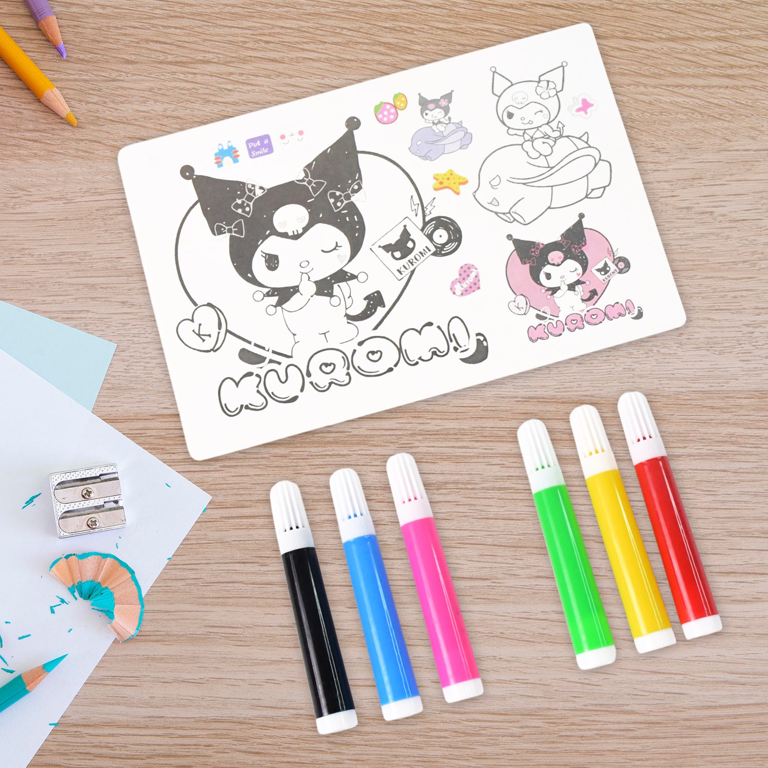Coloring Book For Kids 6 Sheets With 6 Colorful Markers  (1 Set)