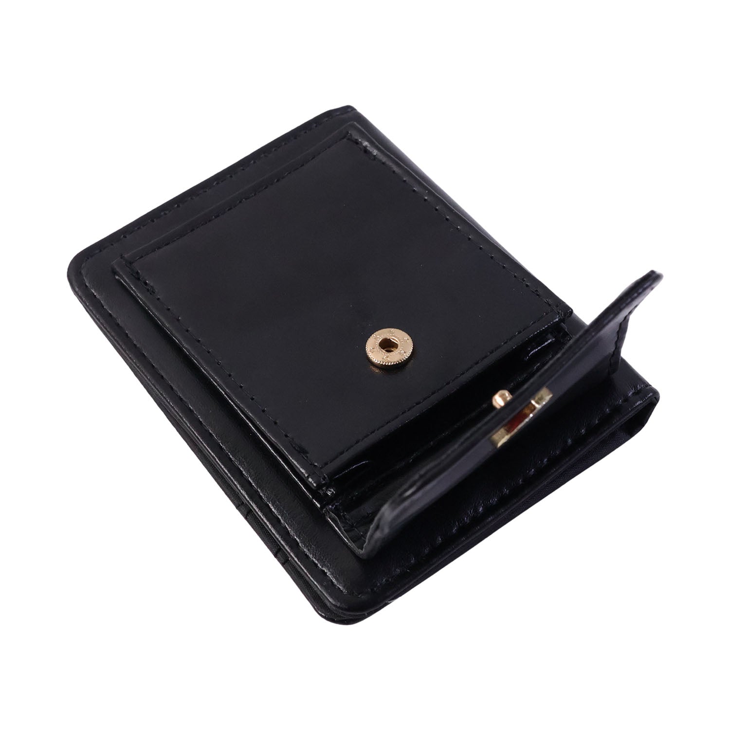 Compact Snap Button Card Holder Wallet (1 Pc)