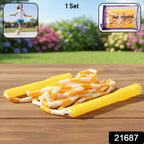 Yellow  White Beaded Skipping Jump Rope (1 Set)