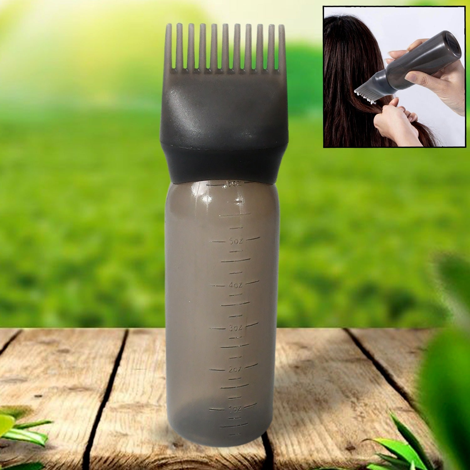12832 Comb Applicator Bottle Hair Oil Applicator Bottle For Hair Dye Bottle Applicator Brush With Graduated Scale Professional Brush Applicator Comb Hairdressing Coloring Styling Tool (1 Pc)
