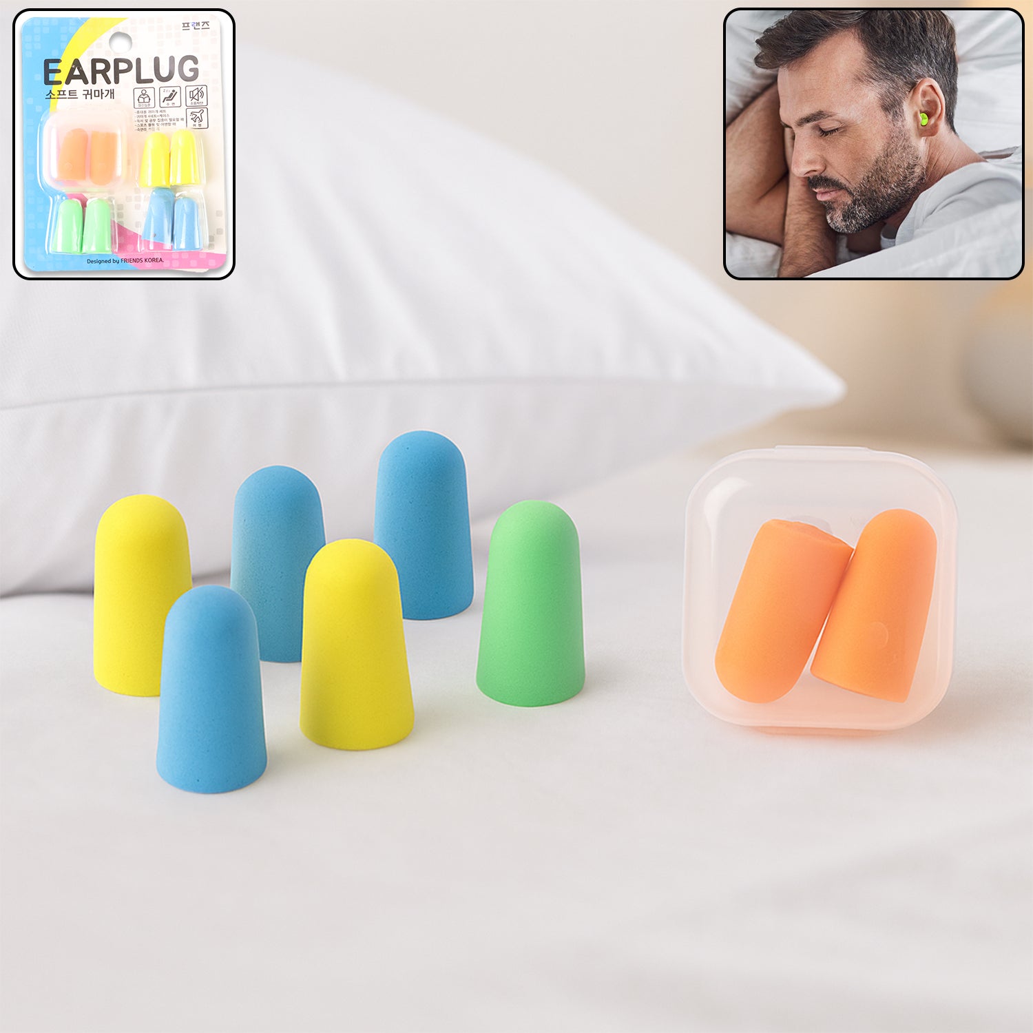 Soft Foam Noise-cancelling Earplugs 4 Pairs