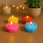 Rose Shaped Wax Candle Set (6 Pc)